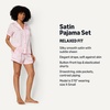 Amazon Essentials Women’s Satin Short Sleeve Button-Down Top and Short Sleepwear Pajama Set(Light Pink Roses)