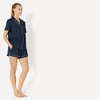 Amazon Essentials Women’s Satin Short Sleeve Button-Down Top and Short Sleepwear Pajama Set(Navy)