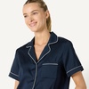 Amazon Essentials Women’s Satin Short Sleeve Button-Down Top and Short Sleepwear Pajama Set(Navy)