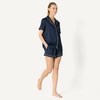 Amazon Essentials Women’s Satin Short Sleeve Button-Down Top and Short Sleepwear Pajama Set(Navy)