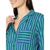 Amazon Essentials Women’s Woven Flannel Notch Collar Nightgown (Available in Plus Size)(Blue Green Vertical Stripe)