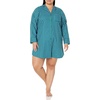 Amazon Essentials Women’s Woven Flannel Notch Collar Nightgown (Available in Plus Size)(Blue Green Vertical Stripe)