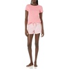 Amazon Essentials Women’s Cotton Poplin Short and Sleep Tee Set, Loungewear Pajamas(Coral Gingham/Pink)