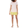 Amazon Essentials Women’s Cotton Poplin Short and Sleep Tee Set, Loungewear Pajamas(Pink Petal Print)