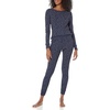Amazon Essentials Women’s Cotton Thermal Long Underwear Pajama Sets(Navy  Ditsy Floral)