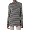 Amazon Essentials Women’s Jersey Long-Sleeve Mock Neck Swing Tunic Top, Relaxed Fit Pullover(Charcoal Heather White Stripe)