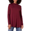 Amazon Essentials Women’s Jersey Long-Sleeve Mock Neck Swing Tunic Top, Relaxed Fit Pullover(Dark Burgundy)