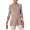Amazon Essentials Women’s Jersey Long-Sleeve Mock Neck Swing Tunic Top, Relaxed Fit Pullover(Dark Taupe)