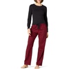 Amazon Essentials Women’s Lightweight Soft Flannel Trouser and Long-Sleeve T-Shirt Sleep Set, Lounge Bottoms, Salmon Pink(Cherry Red/Black  Classic Buffalo Plaid)