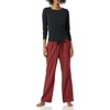 Amazon Essentials Women’s Lightweight Soft Flannel Trouser and Long-Sleeve T-Shirt Sleep Set, Lounge Bottoms, Salmon Pink(Red Black Mini Buffalo Plaid)