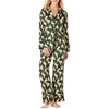 Amazon Essentials Women’s Satin Long Sleeve Shirt and Pant Pajama Set(Dark Green Beige Zebra)