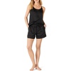 Amazon Essentials Women’s Satin Pajama Top and Shorts Set(Black)