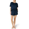 Amazon Essentials Women’s Satin Pajama Top and Shorts Set(Navy)