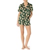 Amazon Essentials Women’s Satin Short Sleeve Button-Down Top and Short Sleepwear Pajama Set(Dark Green Beige Zebras)