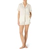 Amazon Essentials Women’s Satin Short Sleeve Button-Down Top and Short Sleepwear Pajama Set(Ivory)