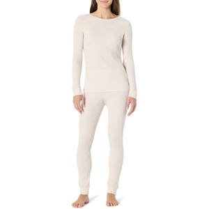 Amazon Essentials Women’s Cotton Thermal Long Underwear Pajama Sets(Natural)