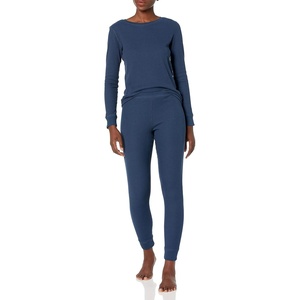 Amazon Essentials Women’s Cotton Thermal Long Underwear Pajama Sets(Navy)