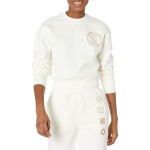 Amazon Essentials Women’s Cropped Drop Shoulder Long Sleeve Sweatshirt (Available in Plus Size)(Eggshell White)