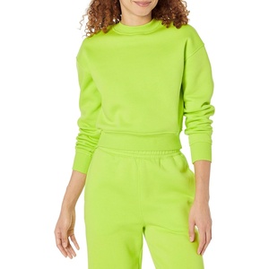 Amazon Essentials Women’s Cropped Drop Shoulder Long Sleeve Sweatshirt (Available in Plus Size)(Lime Green)