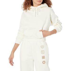 Amazon Essentials Women’s Relaxed Fit Crop Pullover Hoodie Sweatshirt with Drawstring, Soft (Available in Plus Size)(Eggshell White)