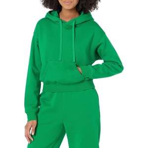 Amazon Essentials Women’s Relaxed Fit Crop Pullover Hoodie Sweatshirt with Drawstring, Soft (Available in Plus Size)(Green)