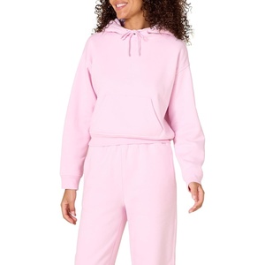 Amazon Essentials Women’s Relaxed Fit Crop Pullover Hoodie Sweatshirt with Drawstring, Soft (Available in Plus Size)(Pastel Pink)