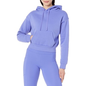 Amazon Essentials Women’s Relaxed Fit Crop Pullover Hoodie Sweatshirt with Drawstring, Soft (Available in Plus Size)(Purple Blue)