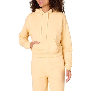Amazon Essentials Women’s Relaxed Fit Crop Pullover Hoodie Sweatshirt with Drawstring, Soft (Available in Plus Size)(Warm Yellow)