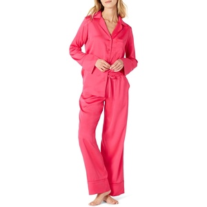 Amazon Essentials Women’s Satin Long Sleeve Shirt and Pant Pajama Set(Hot Pink)