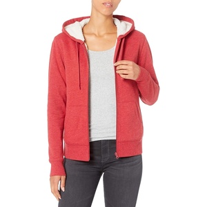 Amazon Essentials Women’s Sherpa-Lined Fleece Full-Zip Hooded Jacket with Drawstring (Available in Plus Size)(Red Heather)