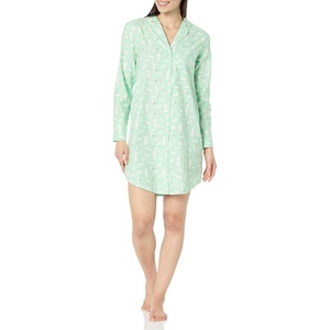 Amazon Essentials Women’s Woven Flannel Notch Collar Nightgown (Available in Plus Size)(Mint Green Forest Animals)