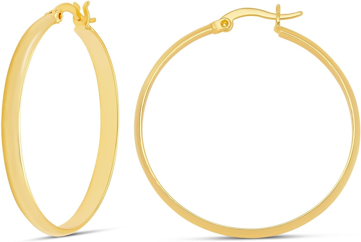 image:imageAmazon Essentials 14K Gold or Sterling Silver Plated Polished Dome HoopYellow Gold