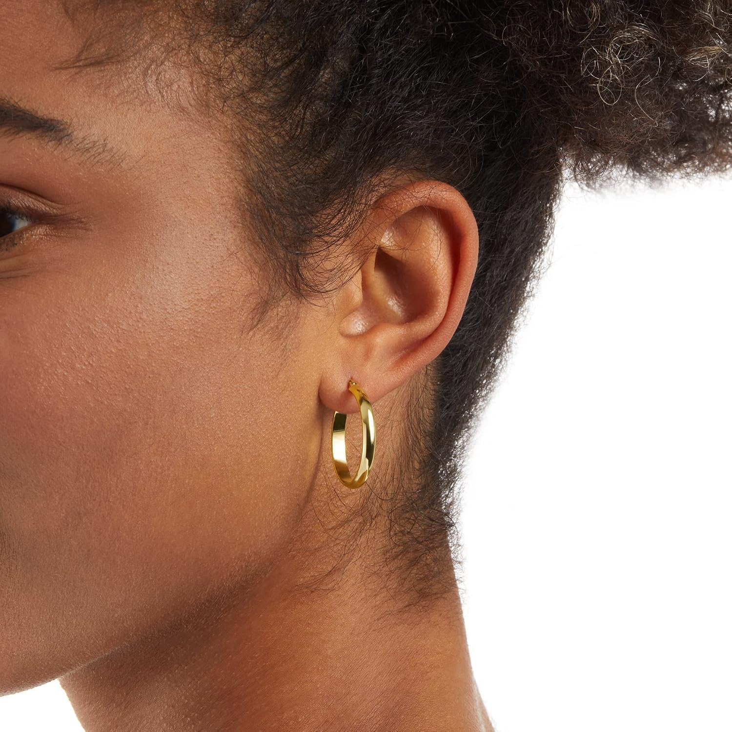 image:imageAmazon Essentials 14K Gold or Sterling Silver Plated Polished Dome HoopYellow Gold