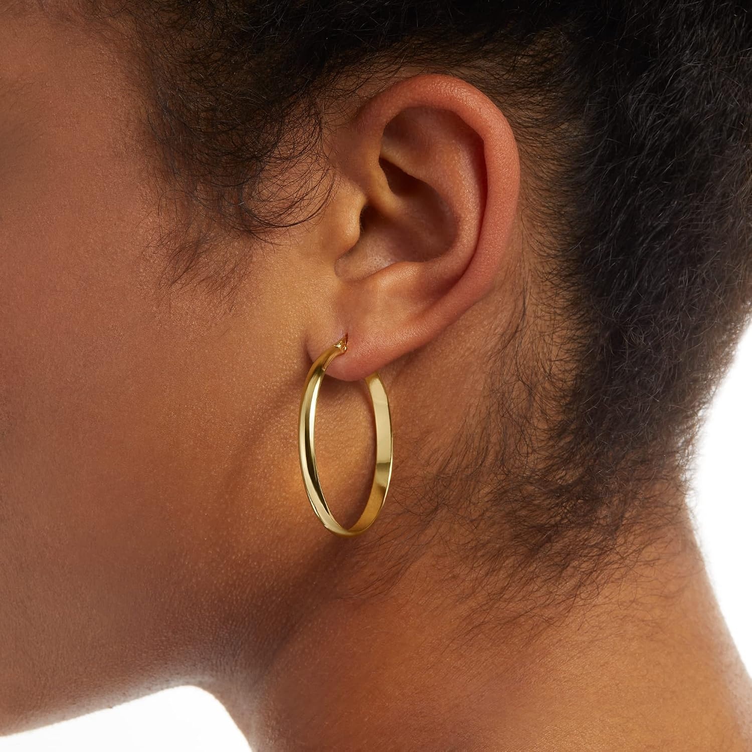 image:imageAmazon Essentials 14K Gold or Sterling Silver Plated Polished Dome HoopYellow Gold