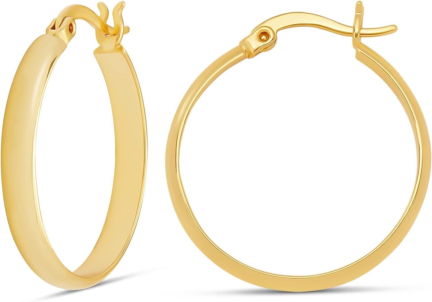 image:imageAmazon Essentials 14K Gold or Sterling Silver Plated Polished Dome HoopYellow Gold