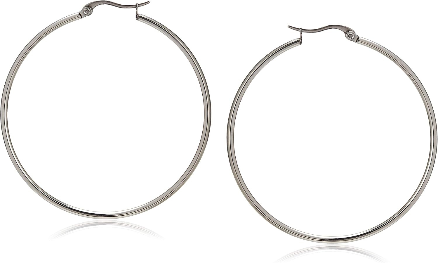 image:imageAmazon Essentials Stainless Steel Rounded Tube Hoop Earrings 50mm previously Amazon CollectionStainless Steel