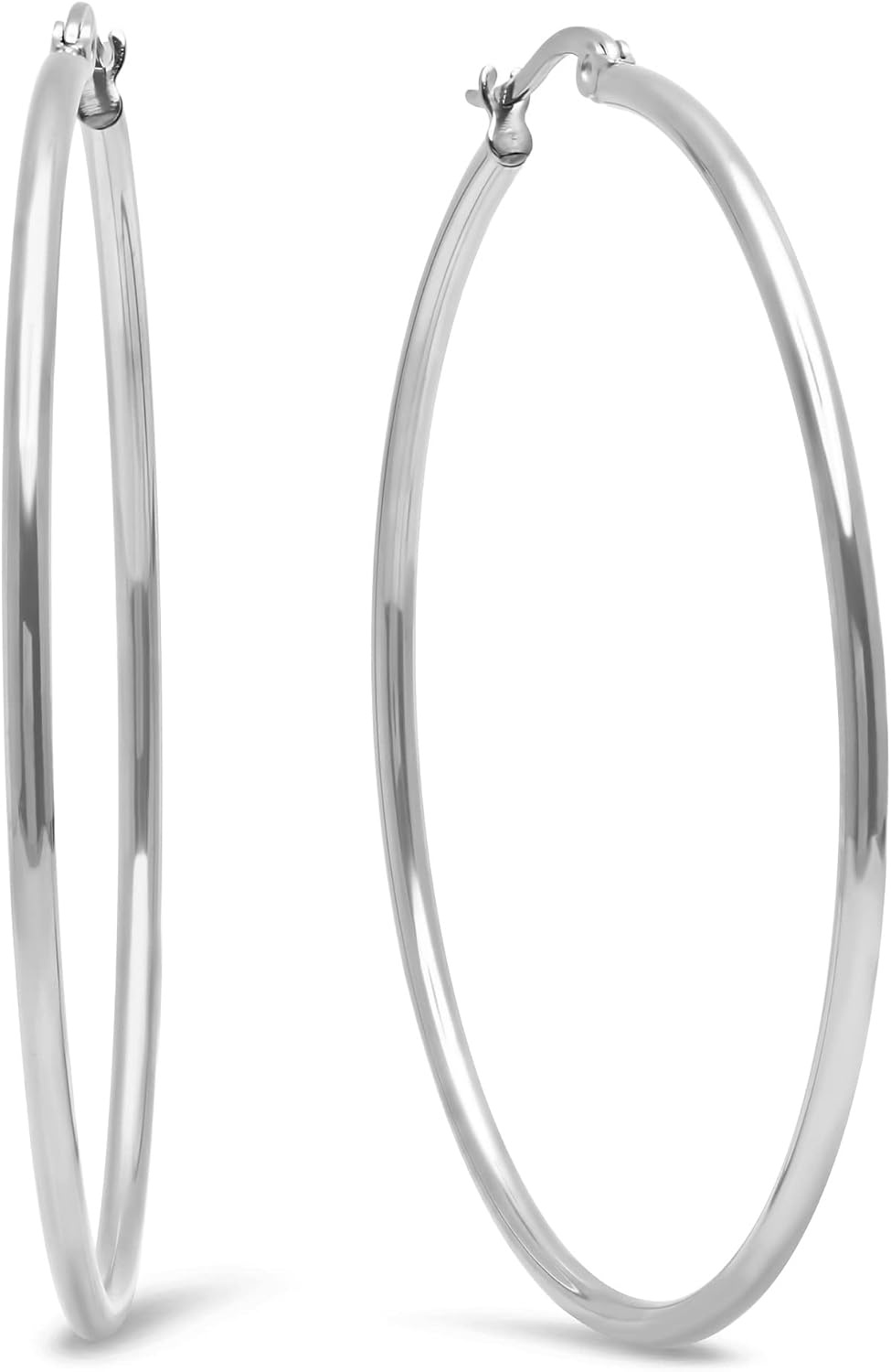 image:imageAmazon Essentials Stainless Steel Rounded Tube Hoop Earrings 50mm previously Amazon CollectionStainless Steel