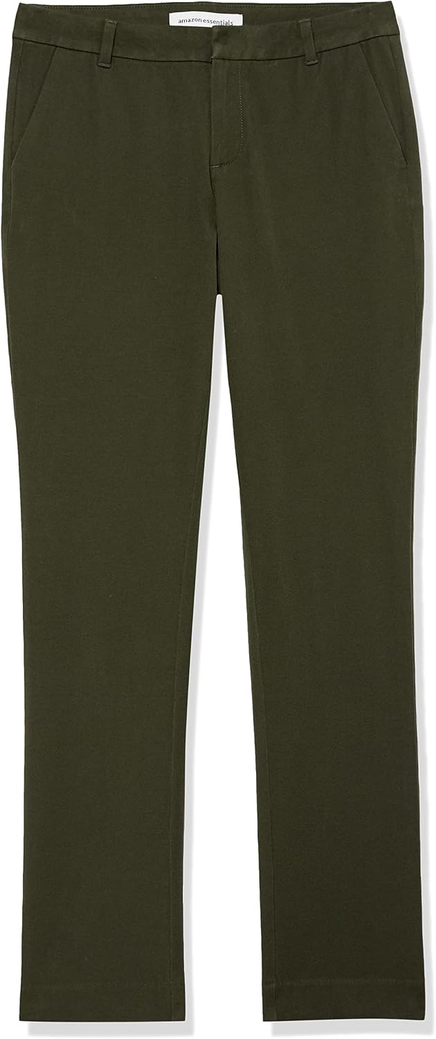 image:imageAmazon Essentials Womens BiStretch Full Length Straight Leg PantDark Green