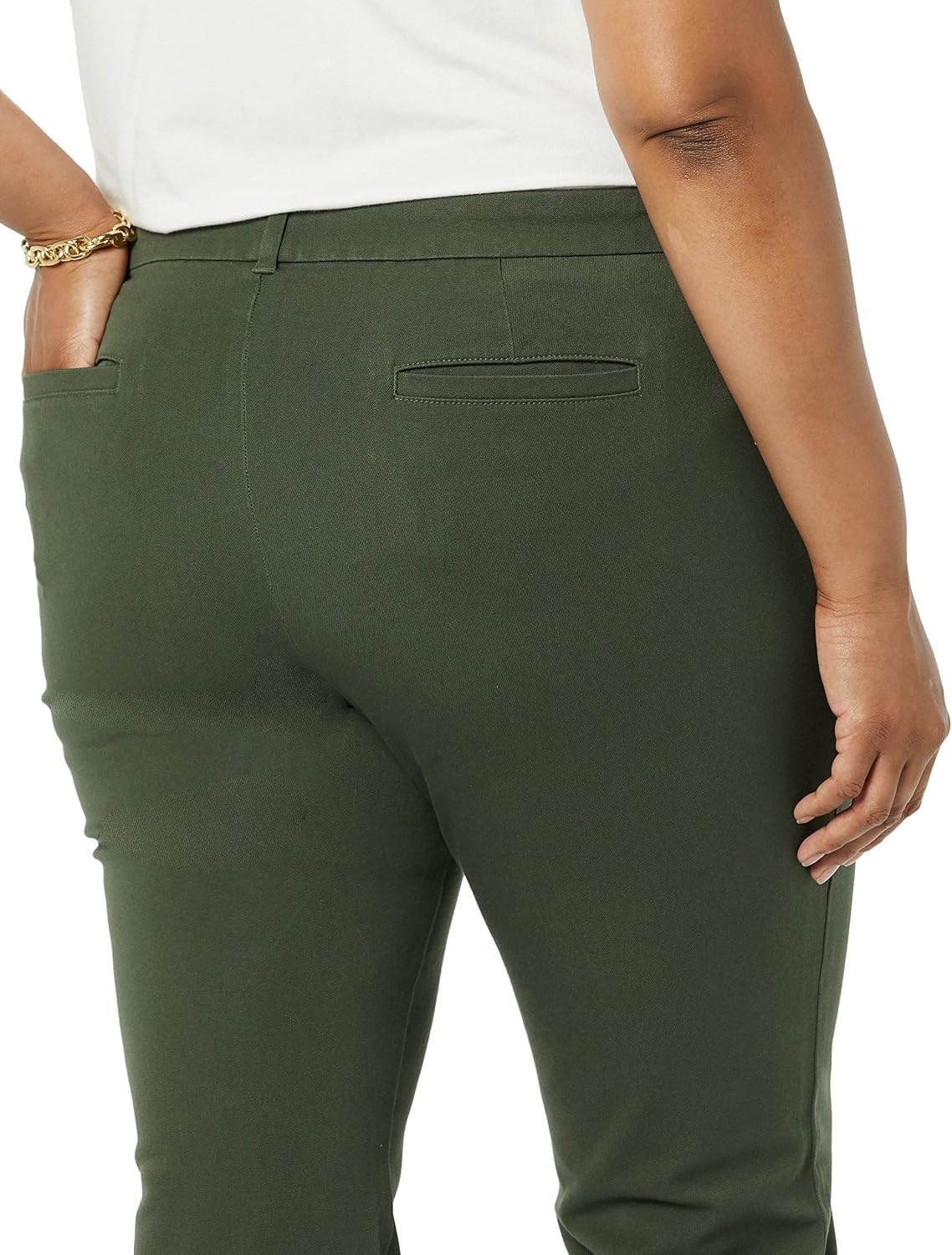 image:imageAmazon Essentials Womens BiStretch Full Length Straight Leg PantDark Green
