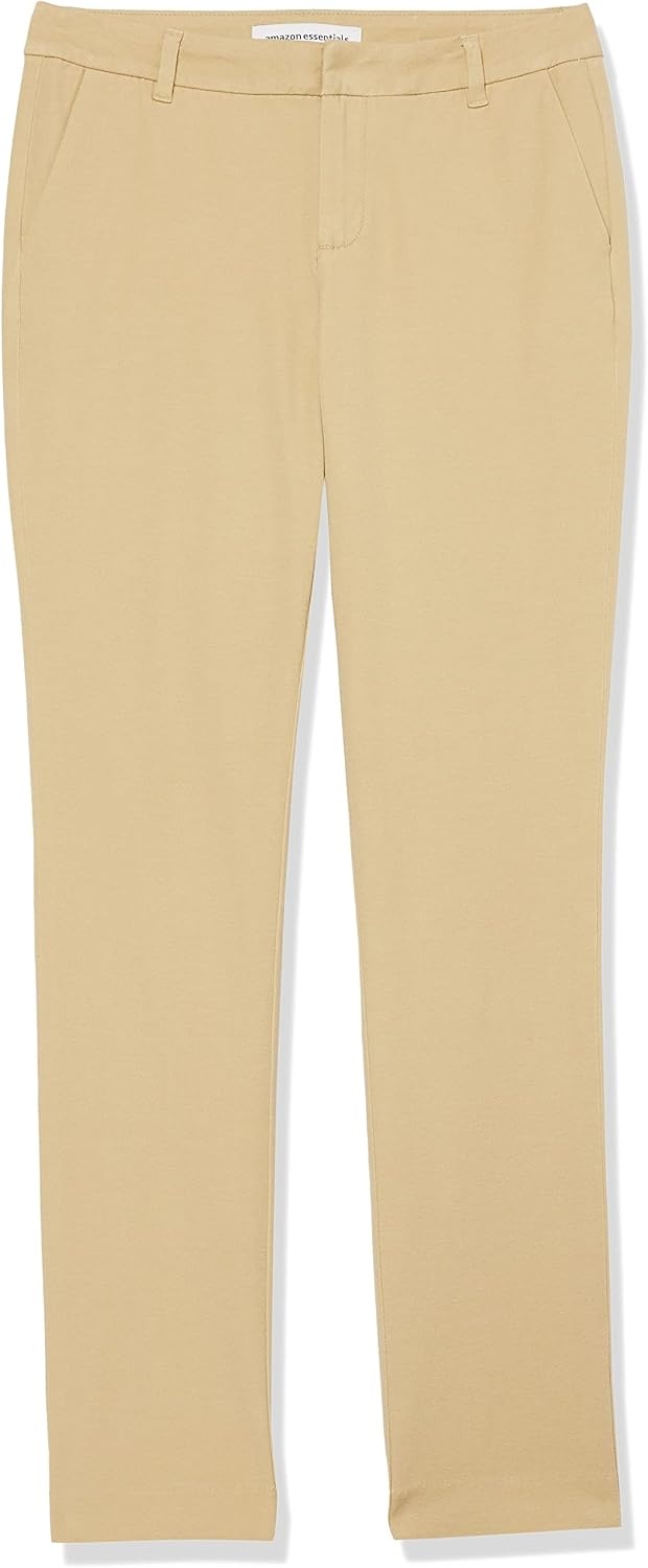 image:imageAmazon Essentials Womens BiStretch Full Length Straight Leg PantTan