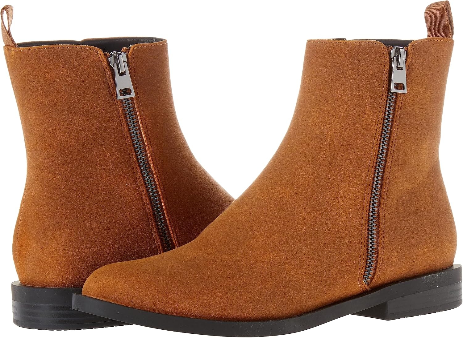image:imageAmazon Essentials Womens Exterior Zip Flat Ankle BootTan Faux Suede