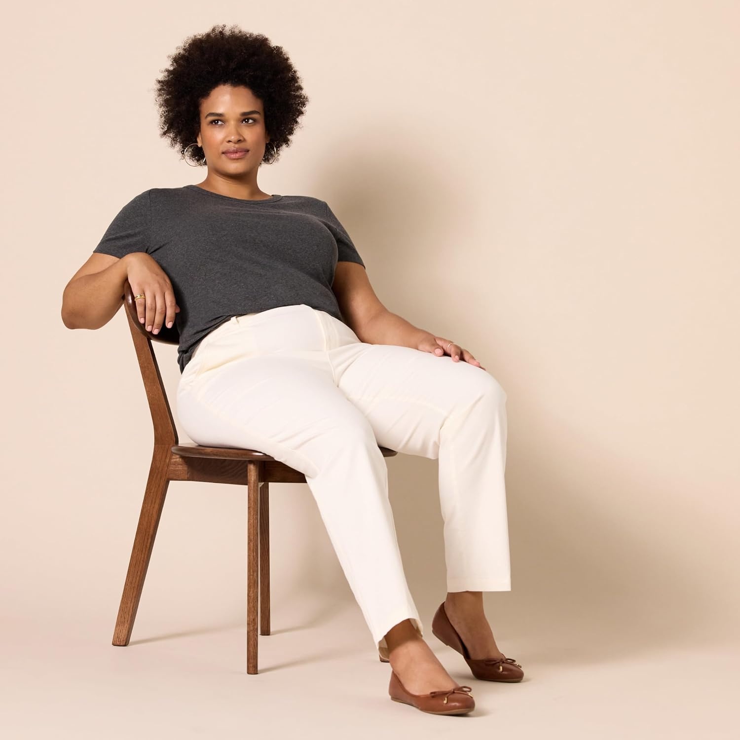 image:imageAmazon Essentials Womens HighRise SlimFit FullLength StraightLeg Khaki PantEggshell White
