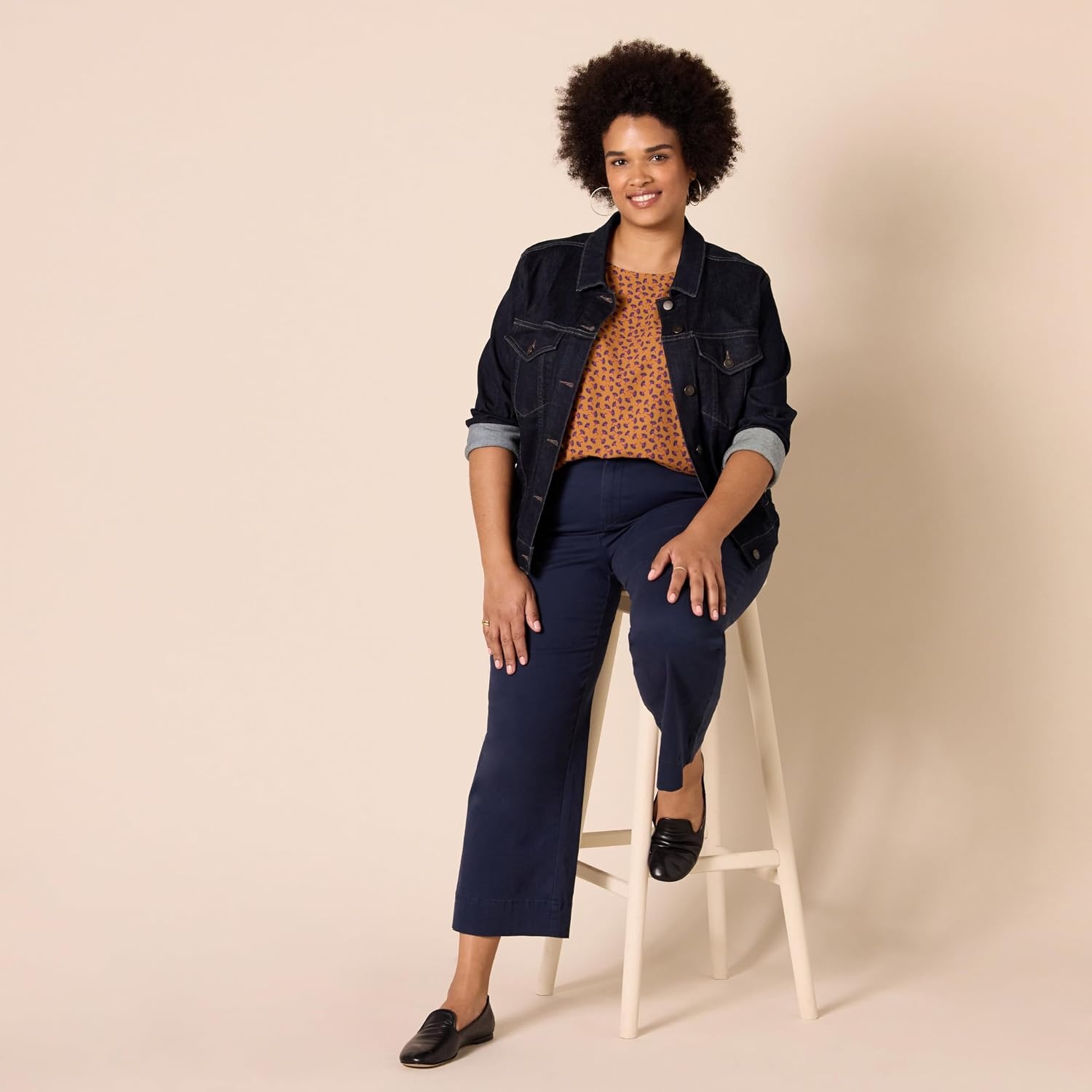 image:imageAmazon Essentials Womens HighRise Wide Leg Khaki Pant Stretchy Business CasualNavy