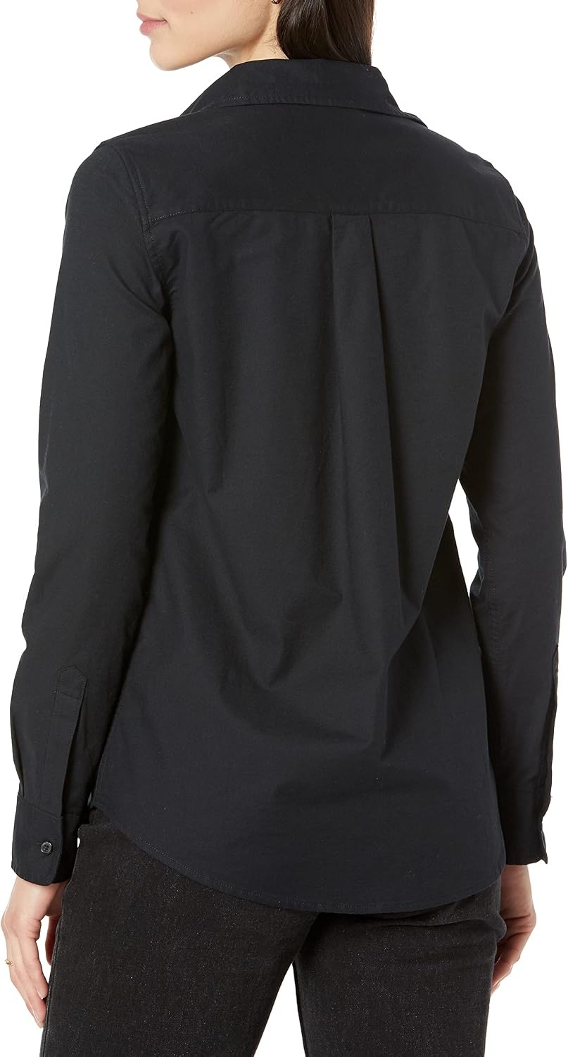 image:imageAmazon Essentials Womens Long Sleeve Button Down Stretch Oxford Shirt Available in Plus SizeBlack