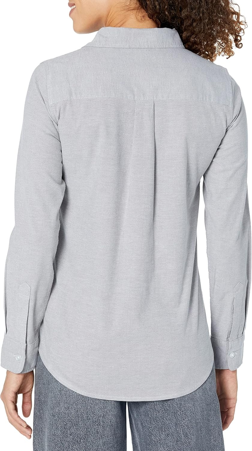 image:imageAmazon Essentials Womens Long Sleeve Button Down Stretch Oxford Shirt Available in Plus SizeGrey
