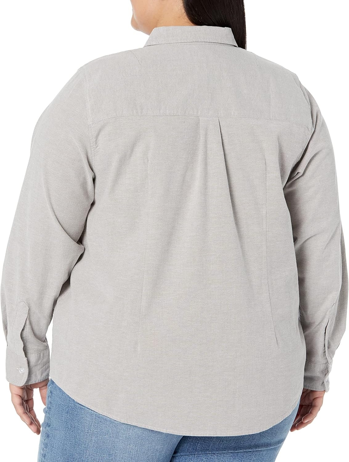 image:imageAmazon Essentials Womens Long Sleeve Button Down Stretch Oxford Shirt Available in Plus SizeGrey