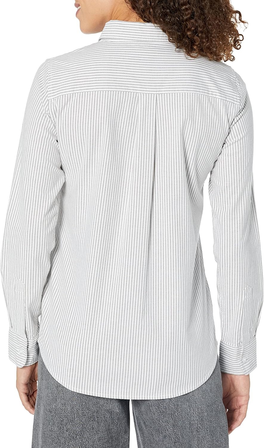 image:imageAmazon Essentials Womens Long Sleeve Button Down Stretch Oxford Shirt Available in Plus SizeGrey Stripe