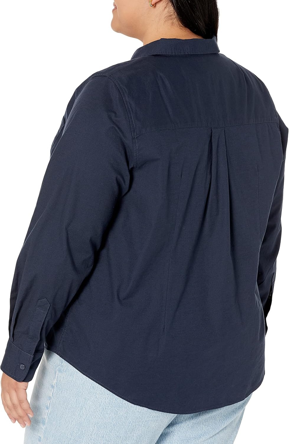 image:imageAmazon Essentials Womens Long Sleeve Button Down Stretch Oxford Shirt Available in Plus SizeNavy