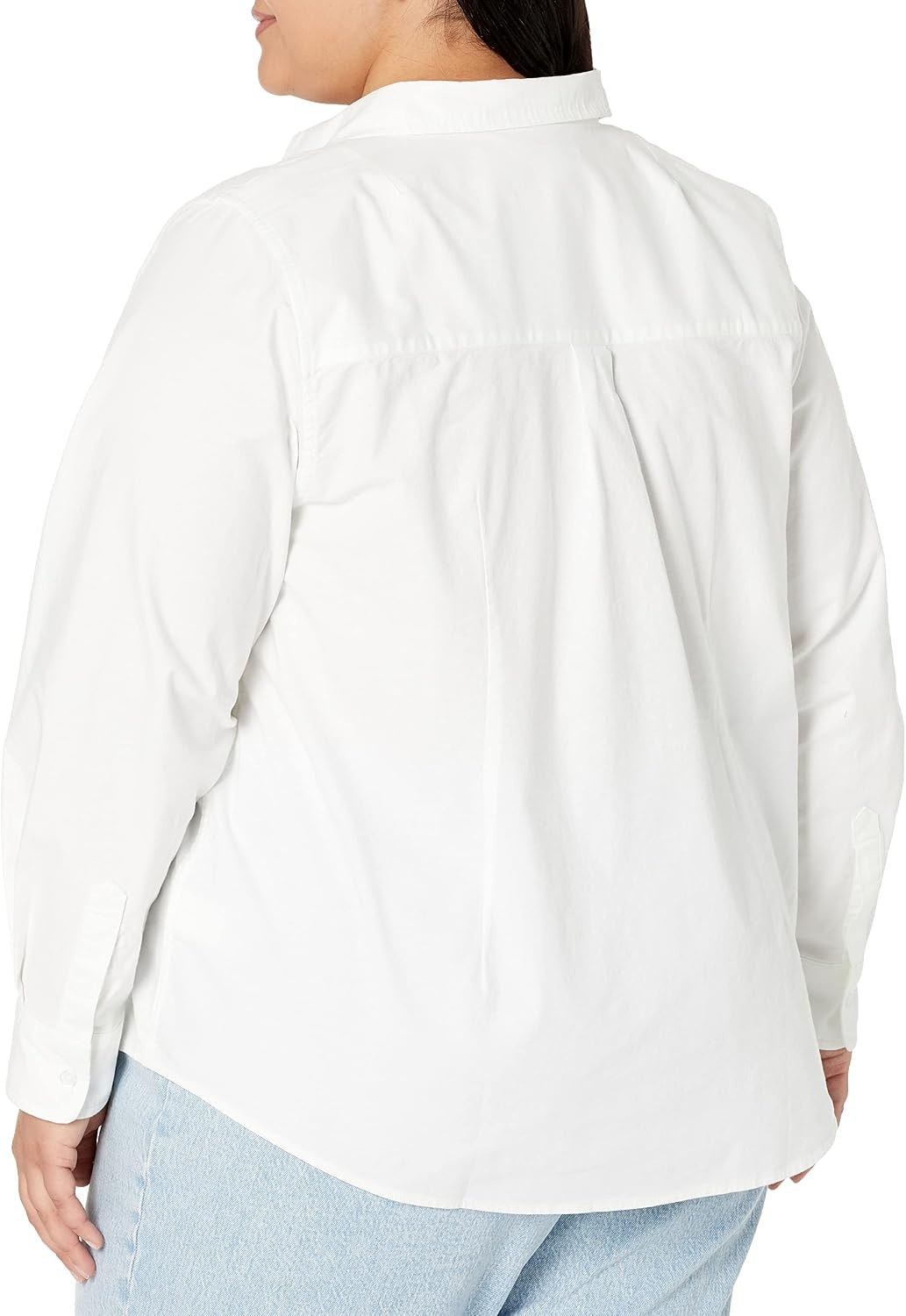image:imageAmazon Essentials Womens Long Sleeve Button Down Stretch Oxford Shirt Available in Plus SizeWhite