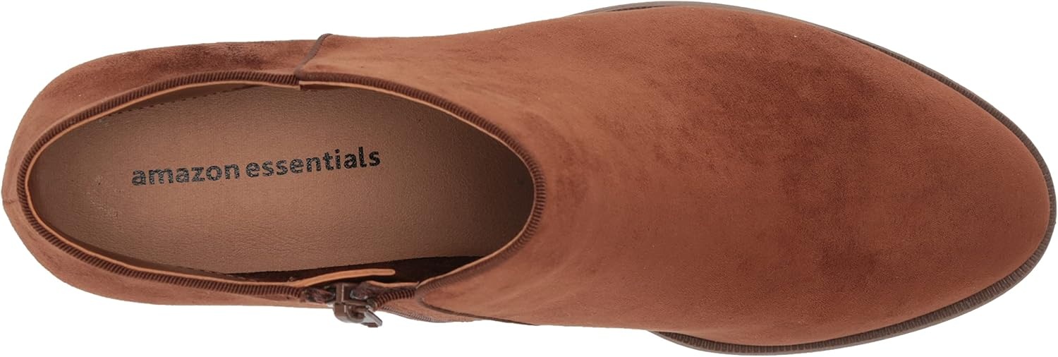 image:imageAmazon Essentials Womens Low Heel Ankle Boots with Side Zipper Stacked Block HeelCognac
